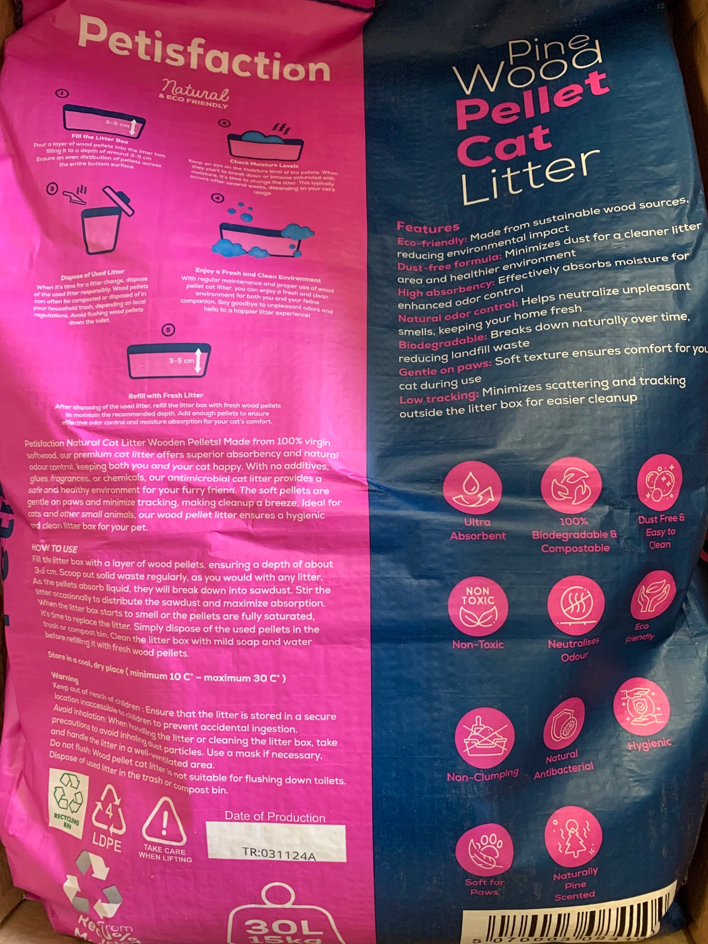 Petisfaction Natural Wood Pellet Cat Litter